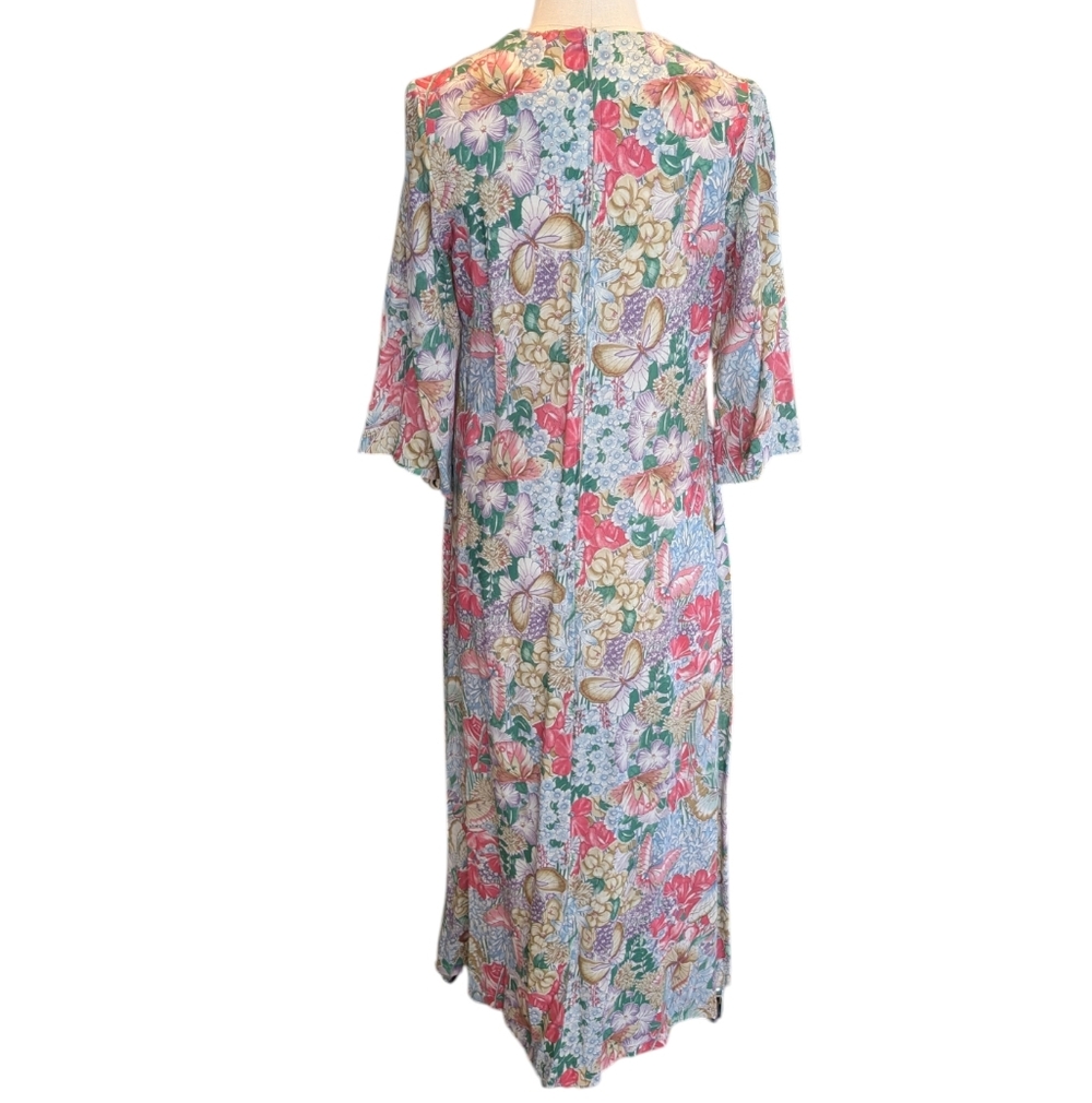 Loungewear By Tiffany 70s Empire Waist Prairie Butterfly Gardens. 11/12. Medium - Picture 8 of 16